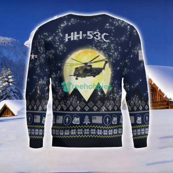 HH-53C Super Jolly Green Giant HH53C 3D Aircraft Moonlight Ugly Christmas Sweater Veteran Christmas Sweater Product Photo 3