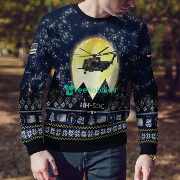 HH-53C Super Jolly Green Giant HH53C 3D Aircraft Moonlight Ugly Christmas Sweater Veteran Christmas Sweater Product Photo 4