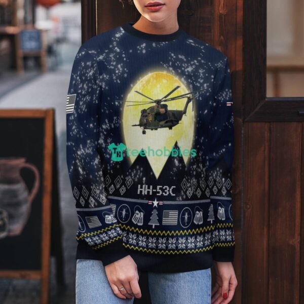 HH-53C Super Jolly Green Giant HH53C 3D Aircraft Moonlight Ugly Christmas Sweater Veteran Christmas Sweater Product Photo 5