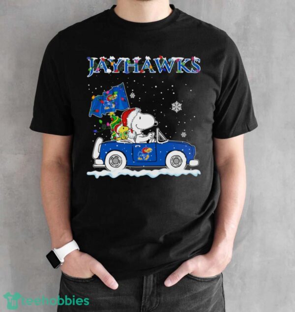 Kansas Jayhawks Snoopy And Woodstock Driving Car Cute Snoopy Limited Edition Shirt - Black Unisex T-Shirt