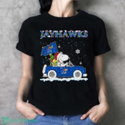 Kansas Jayhawks Snoopy And Woodstock Driving Car Cute Snoopy Limited Edition Shirt - Ladies T-Shirt