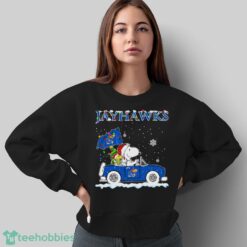 Kansas Jayhawks Snoopy And Woodstock Driving Car Cute Snoopy Limited Edition Shirt - Sweatshirt