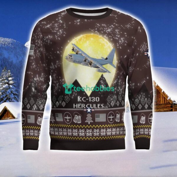 KC-130 Hercules KC130 3D Aircraft Moonlight Ugly Christmas Sweater Special Gift For Christmas Holiday Product Photo 2