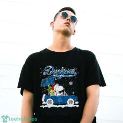 Los Angeles Dodgers Snoopy And Woodstock Driving Car Cute Snoopy Limited Edition Shirt - G500 Gildan T-Shirt