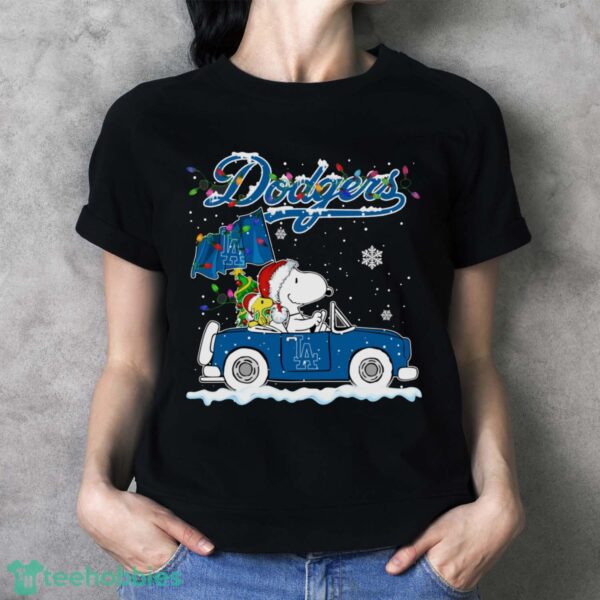 Los Angeles Dodgers Snoopy And Woodstock Driving Car Cute Snoopy Limited Edition Shirt - Ladies T-Shirt
