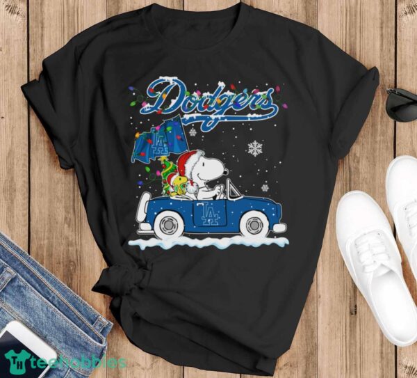 Los Angeles Dodgers Snoopy And Woodstock Driving Car Cute Snoopy Limited Edition Shirt - Black T-Shirt
