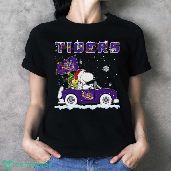 LSU Tigers Snoopy And Woodstock Driving Car Cute Snoopy Limited Edition Shirt - Ladies T-Shirt