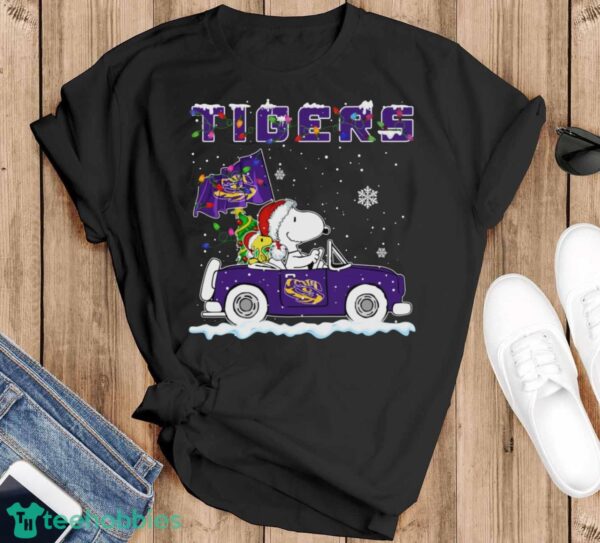 LSU Tigers Snoopy And Woodstock Driving Car Cute Snoopy Limited Edition Shirt - Black T-Shirt