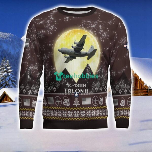 MC-130 Combat Talon II MC130E MC130J MC130H 3D Aircraft Moonlight Ugly Christmas Sweater Special Gift For Christmas Holiday Product Photo 2