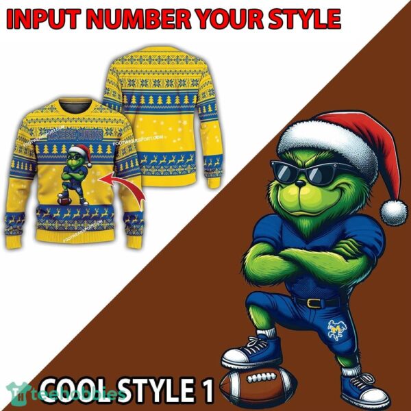 McNeese State Cowboys Player Grinch Ugly Xmas 3D Sweater Gift Holidays - Custom Number - NCAA2 McNeese State Cowboys New Grinch Ugly Christmas Sweater Photo 2