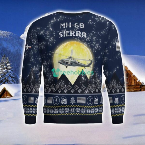 MH-60 Sierra MH60 3D Aircraft Moonlight Ugly Christmas Sweater Veteran Christmas Sweater Product Photo 3