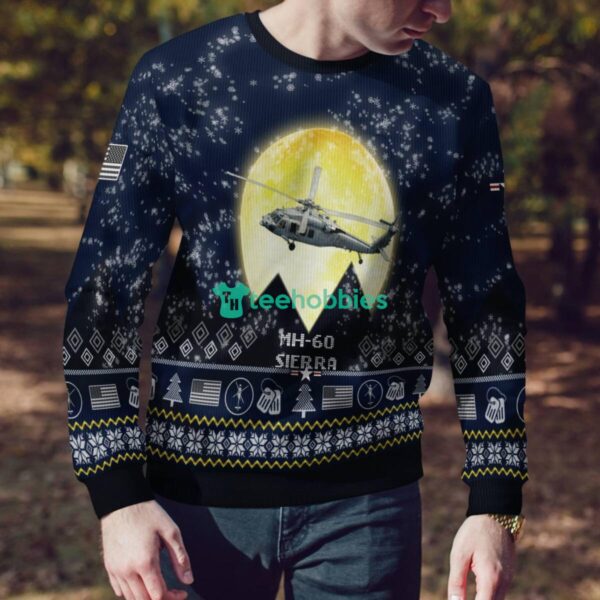 MH-60 Sierra MH60 3D Aircraft Moonlight Ugly Christmas Sweater Veteran Christmas Sweater Product Photo 4