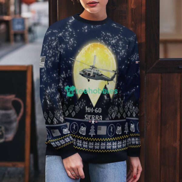 MH-60 Sierra MH60 3D Aircraft Moonlight Ugly Christmas Sweater Veteran Christmas Sweater Product Photo 5