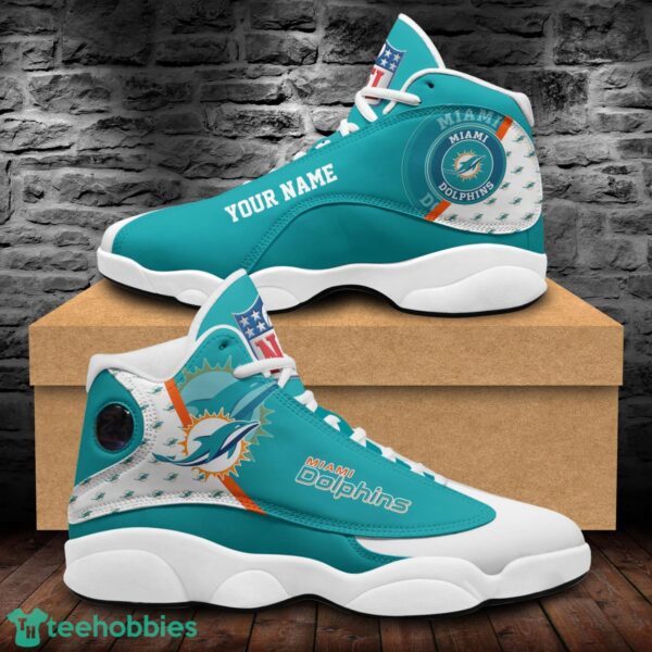 Miami Dolphins Air Jordan 13 Shoes Custom Name Sport Team Shoes Product Photo 1
