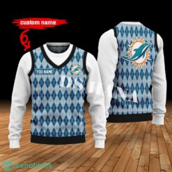 Miami Dolphins Custom Name New Style Sweater Miami Dolphins Ghile Style 3D Print Christmas Sweater Product Photo 1