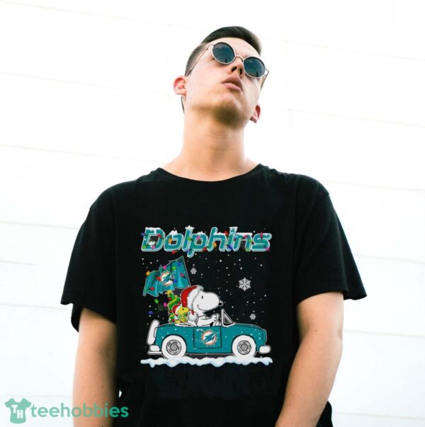 Miami Dolphins Snoopy And Woodstock Driving Car Cute Snoopy Limited Edition Shirt - G500 Gildan T-Shirt