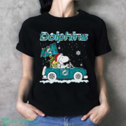 Miami Dolphins Snoopy And Woodstock Driving Car Cute Snoopy Limited Edition Shirt - Ladies T-Shirt