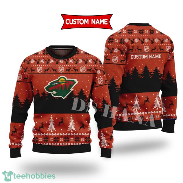 Minnesota Wild Custom Name Merry Xmas Sweater For Minnesota Wild Fans Sweater Product Photo 1