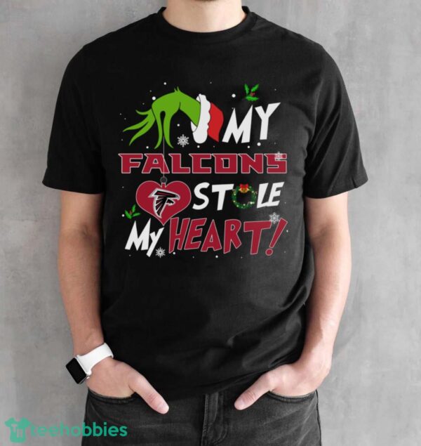 My Atlanta Falcons Stole My Heart Grinch Limited Edition Shirt - Black Unisex T-Shirt