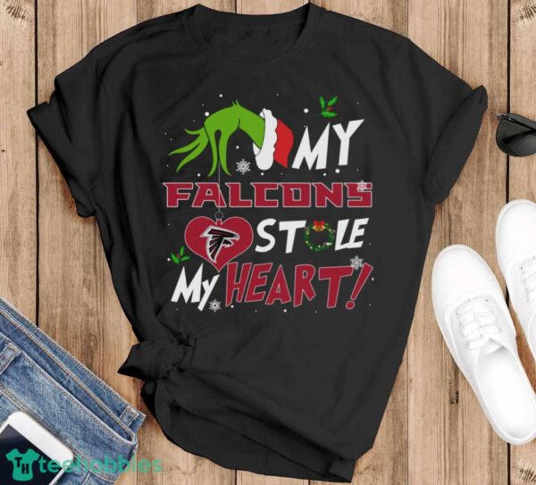 My Atlanta Falcons Stole My Heart Grinch Limited Edition Shirt - Black T-Shirt