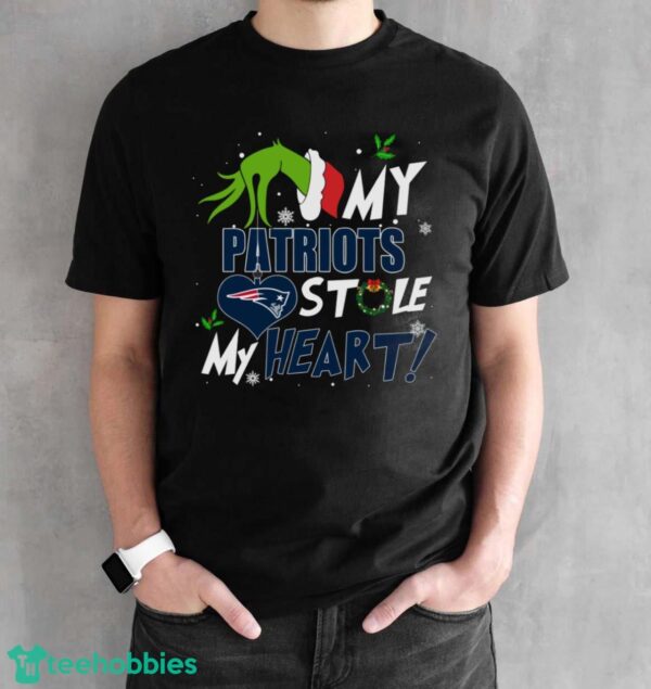 My New England Patriots Stole My Heart Grinch Limited Edition Shirt - Black Unisex T-Shirt