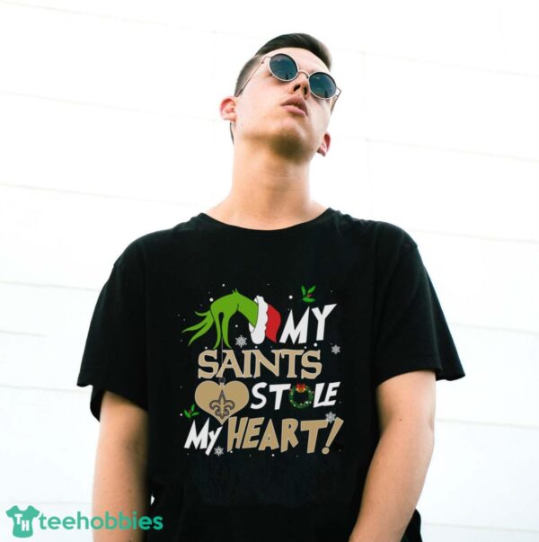 My New Orleans Saints Stole My Heart Grinch Limited Edition Shirt - G500 Gildan T-Shirt