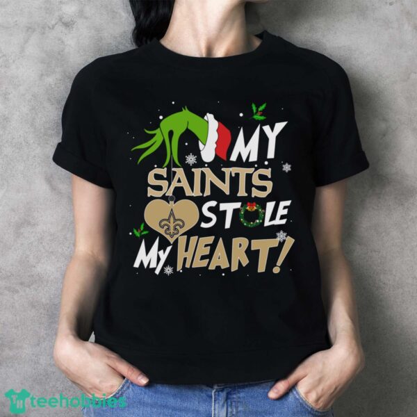 My New Orleans Saints Stole My Heart Grinch Limited Edition Shirt - Ladies T-Shirt