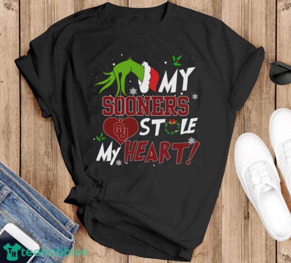 My Oklahoma Sooners Stole My Heart Grinch Limited Edition Shirt - Black T-Shirt