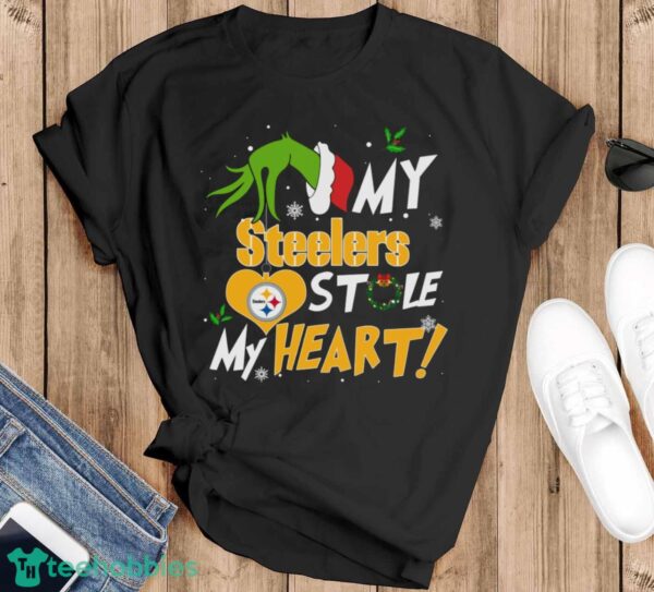 My Pittsburgh Steelers Stole My Heart Grinch Limited Edition Shirt - Black T-Shirt