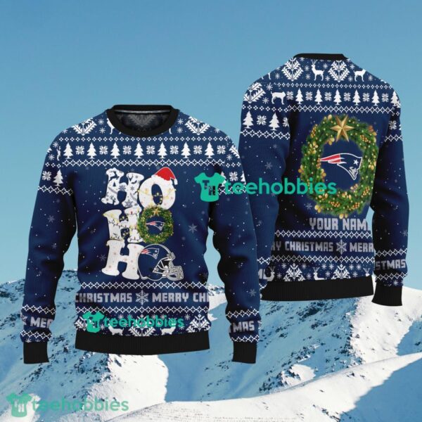 New England Patriots NFL Ho Ho Ho Floral Circle Ugly Sweater 3D For Fans Product Photo 1