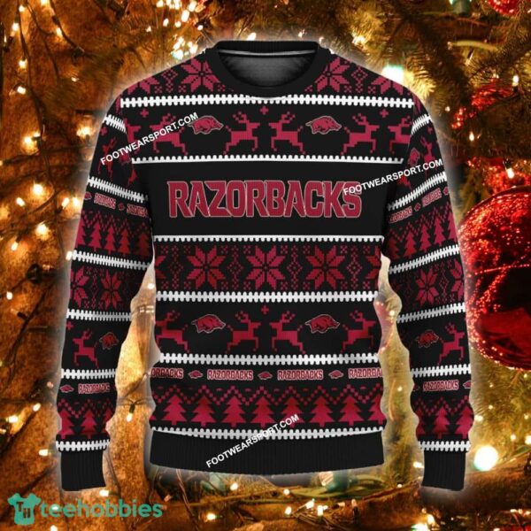 NEW Greetings Arkansas Razorbacks Ugly Christmas Sweater Gift For Adult - NCAA Arkansas Razorbacks Ugly Christmas Sweater For Men And Women Photo 1