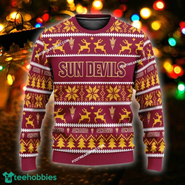 NEW Hearth Arizona State Sun Devils Knitted Christmas Sweater Gift For Men And Women - NCAA Arizona State Sun Devils Ugly Christmas Sweater For Men And Women Photo 1