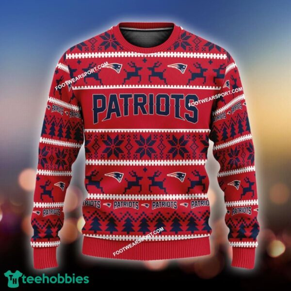 NEW Holidaywear New England Patriots Ugly Christmas Sweater Gift Holidays - NFL New England Patriots Ugly Christmas Sweater For Men And Women Photo 1