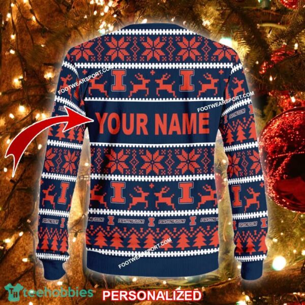 NEW Holy Illinois Fighting Illini Knitted Xmas Sweater Gift For Men And Women - NCAA Illinois Fighting Illini Ugly Christmas Sweater For Men And Women Photo 2