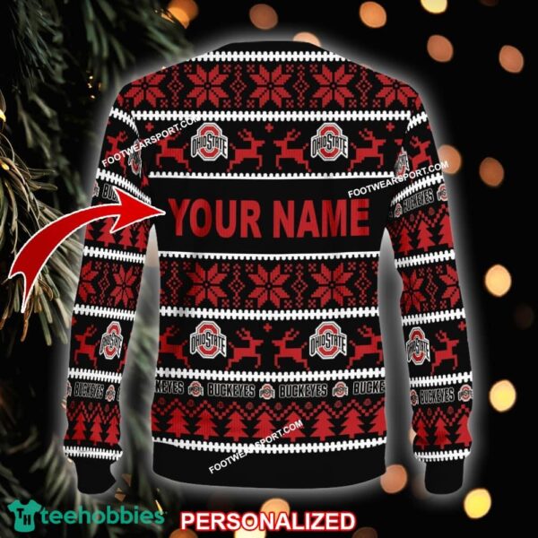 NEW Ice-skating Ohio State Buckeyes Knitted Christmas Sweater AOP Gift For Men And Women - NCAA Ohio State Buckeyes Ugly Christmas Sweater For Men And Women Photo 2