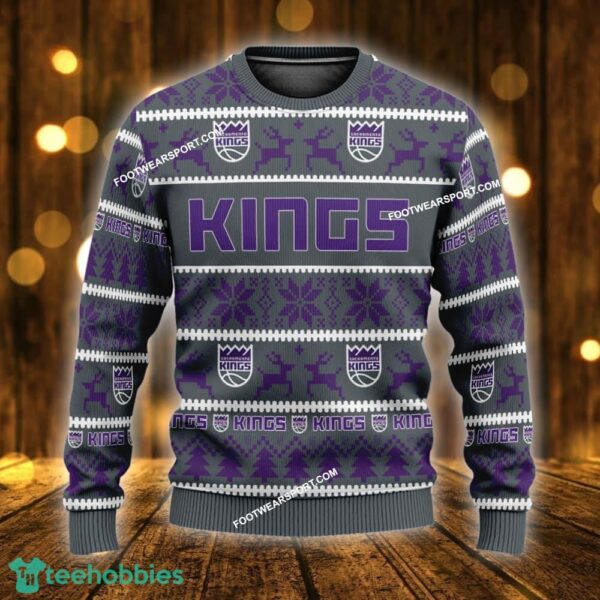 NEW Knitted Sacramento Kings Knitted Xmas Sweater AOP Gift For Men And Women - NBA Sacramento Kings Ugly Christmas Sweater For Men And Women Photo 1