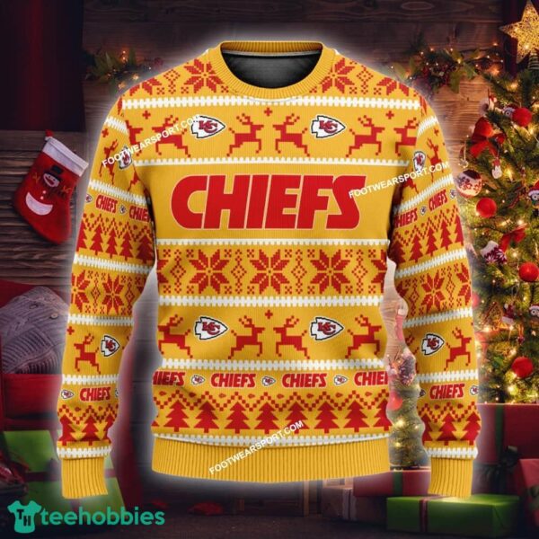 NEW Knitwear Kansas City Chiefs Ugly Christmas Sweater Gift For Men And Women - NFL Kansas City Chiefs Ugly Christmas Sweater For Men And Women Photo 1