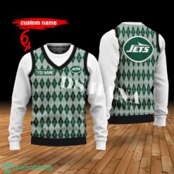 New York Jets Custom Name New Style Sweater New York Jets Ghile Style 3D Print Christmas Sweater Product Photo 1