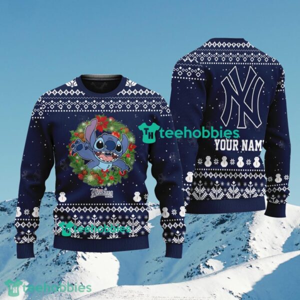 New York Yankees Stitch Cute Funny Christmas Ugly Sweater For Bigs Fans Product Photo 1