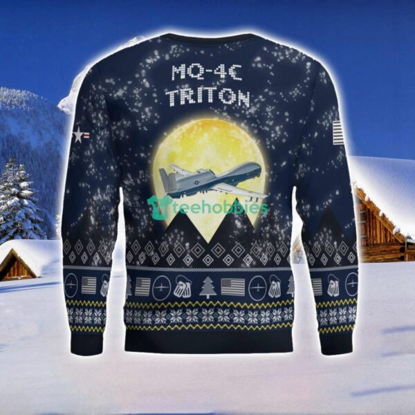 Northrop Grumman MQ-4C Triton MQ4C 3D Aircraft Moonlight Ugly Christmas Sweater Veteran Christmas Sweater Product Photo 3
