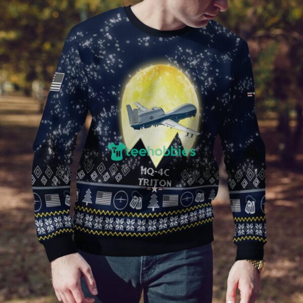 Northrop Grumman MQ-4C Triton MQ4C 3D Aircraft Moonlight Ugly Christmas Sweater Veteran Christmas Sweater Product Photo 4