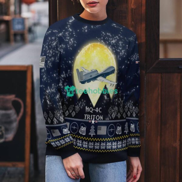 Northrop Grumman MQ-4C Triton MQ4C 3D Aircraft Moonlight Ugly Christmas Sweater Veteran Christmas Sweater Product Photo 5