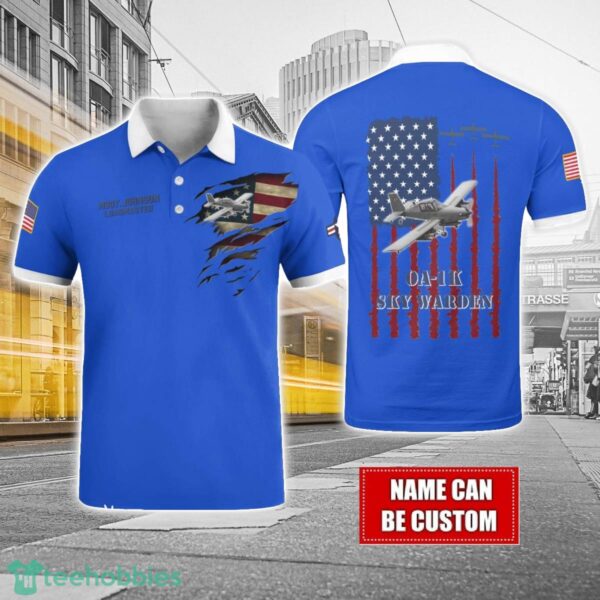 OA-1K Sky Warden OA1K Custom Name AOP Aircraft Polo Shirt Veteran Golf polo Shirt Blue Color Product Photo 1
