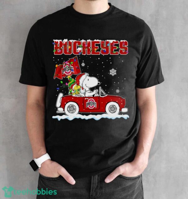 Ohio State Buckeyes Snoopy And Woodstock Driving Car Cute Snoopy Limited Edition Shirt - Black Unisex T-Shirt