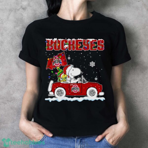 Ohio State Buckeyes Snoopy And Woodstock Driving Car Cute Snoopy Limited Edition Shirt - Ladies T-Shirt