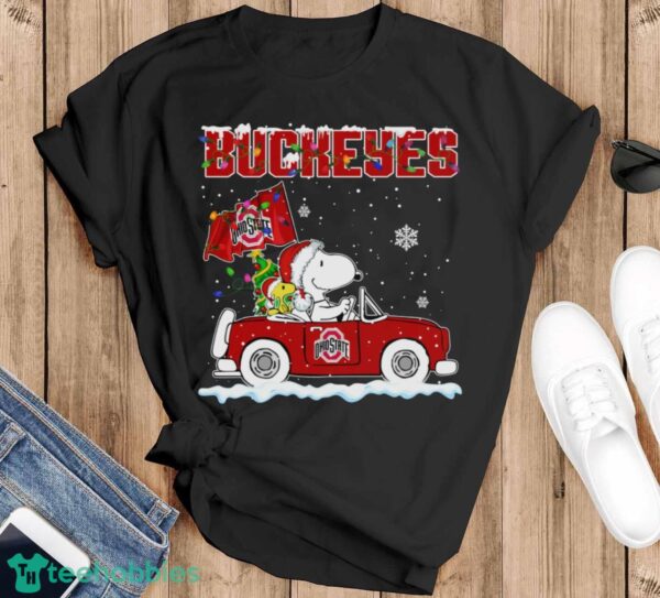 Ohio State Buckeyes Snoopy And Woodstock Driving Car Cute Snoopy Limited Edition Shirt - Black T-Shirt