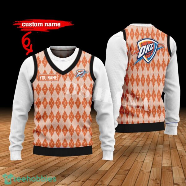 Oklahoma City Thunder Custom Name New Style Sweater Oklahoma City Thunder Ghile Style 3D Print Christmas Sweater Product Photo 1