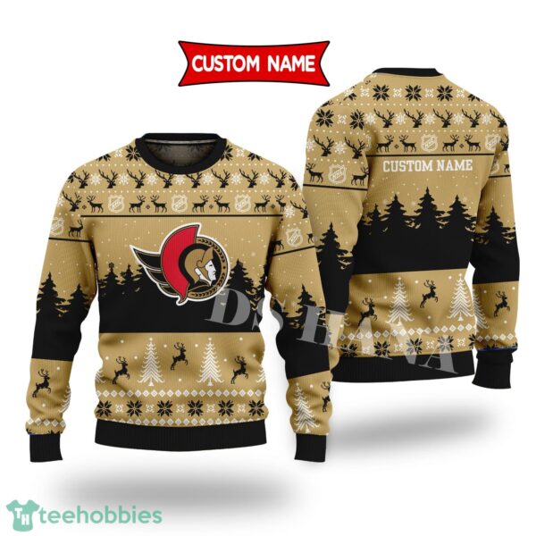 Ottawa Senators Custom Name Merry Xmas Sweater For Ottawa Senators Fans Sweater Product Photo 1