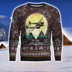 P-38 Lightning P38 3D Aircraft Moonlight Ugly Christmas Sweater Special Gift For Christmas Holiday Product Photo 2