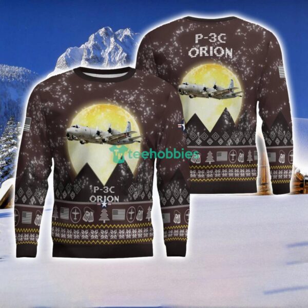 P-3C Orion P3C 3D Aircraft Moonlight Ugly Christmas Sweater Special Gift For Christmas Holiday Product Photo 1